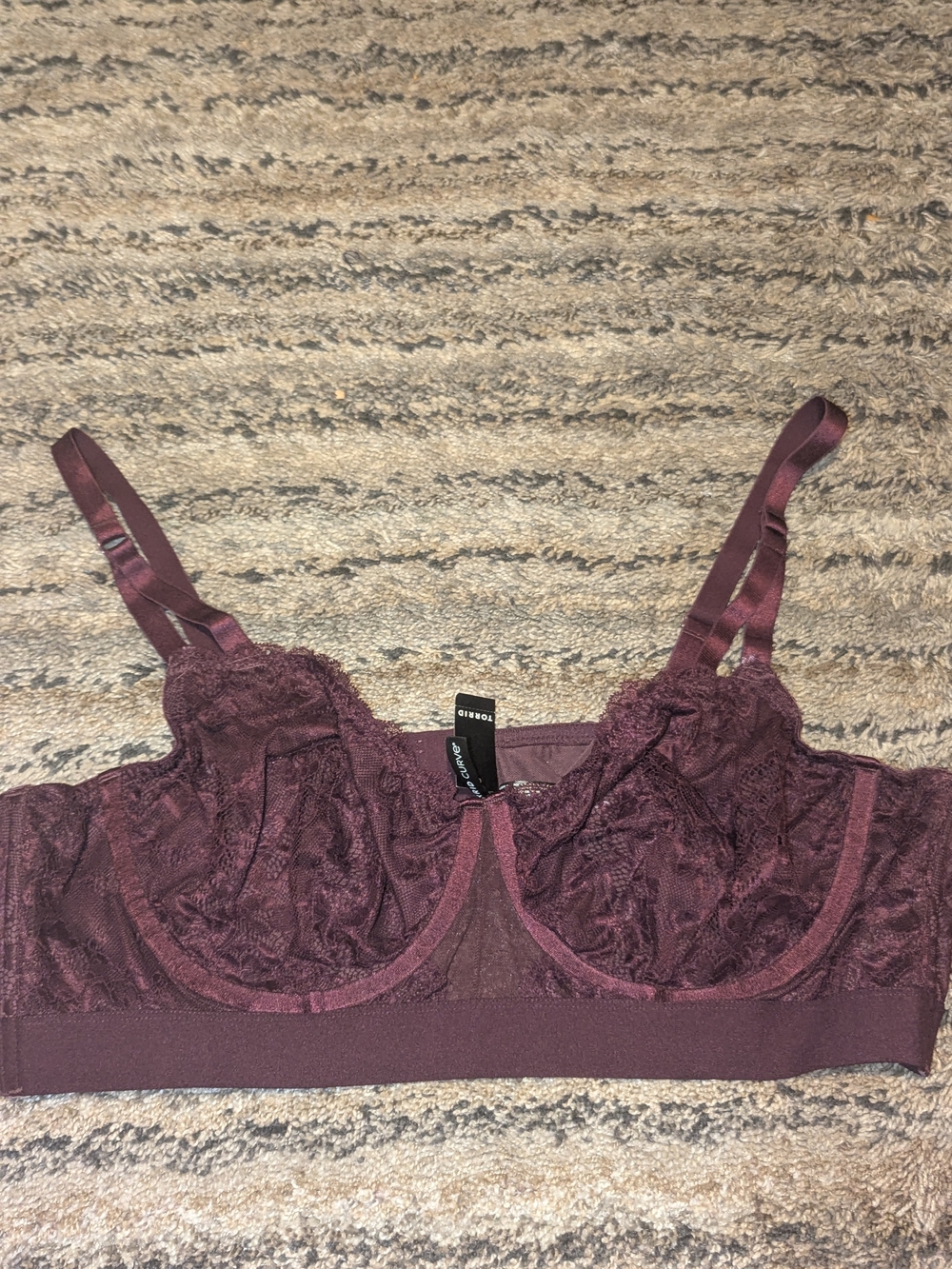 Sheer Lace Underwire Bralette in Deep Plum